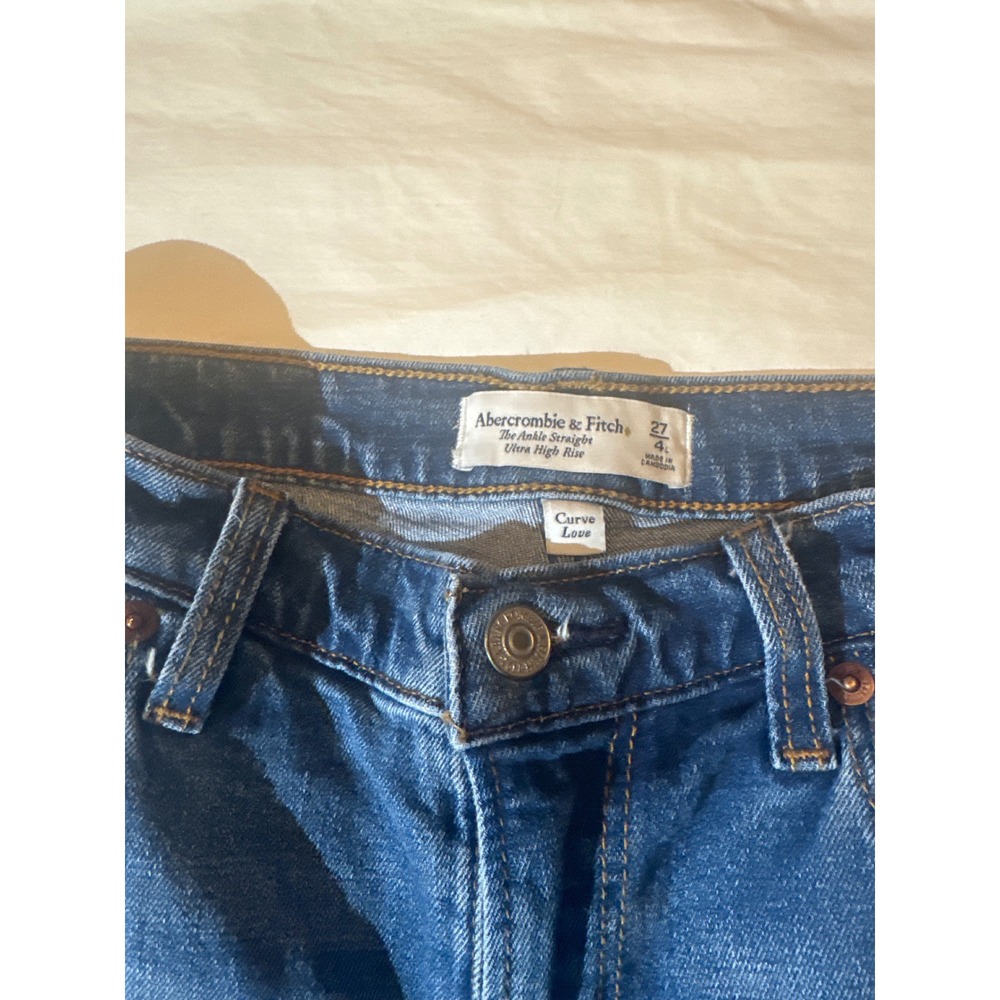 Abercrombie & Fitch Curve Love The Ankle Straight Ultra High Rise Sz 27 4L Y2K - Picture 2 of 6